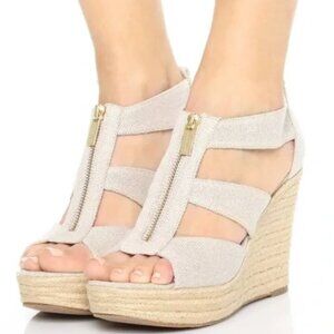 Michael Kors Damita Wedge Shoes Women's Beige Wedge Sandals Size 10M